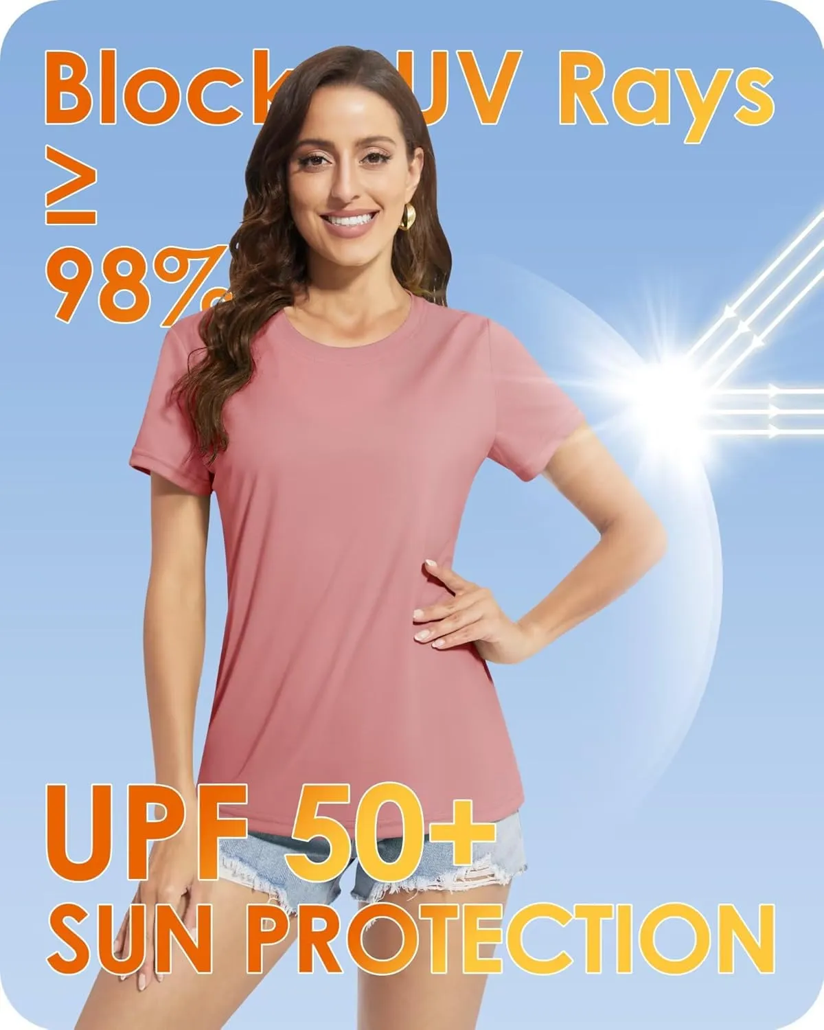 Boladeci Women's UPF 50  Sun Shirts UV Protection Short Sleeve Rash Guard Quick Dry Swim Hiking Tshirts Athletic Workout Tops