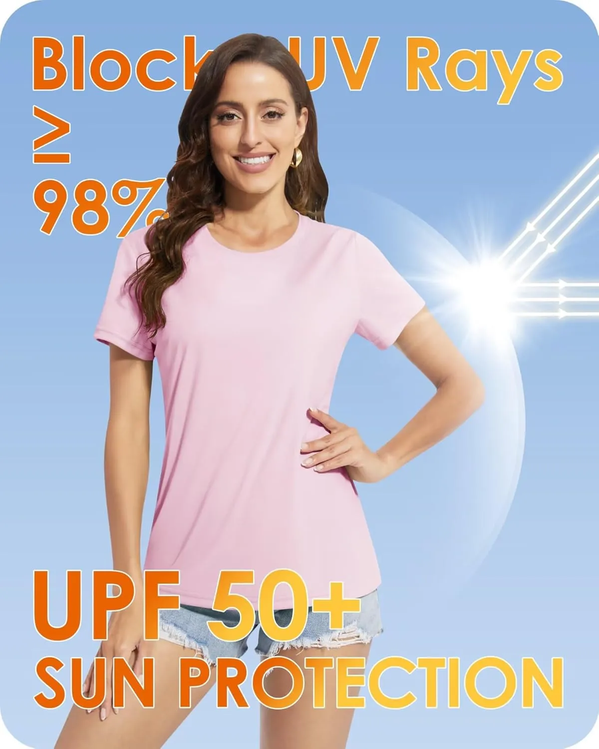 Boladeci Women's UPF 50  Sun Shirts UV Protection Short Sleeve Rash Guard Quick Dry Swim Hiking Tshirts Athletic Workout Tops