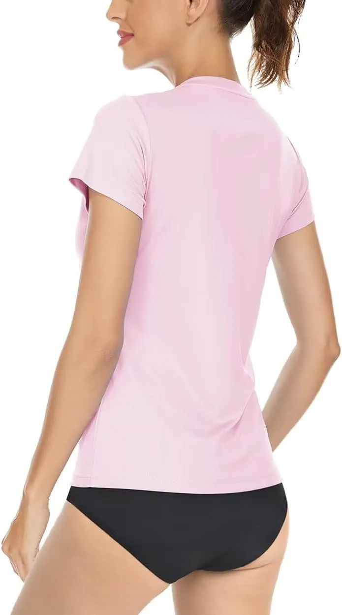Boladeci Women's UPF 50  Sun Shirts UV Protection Short Sleeve Rash Guard Quick Dry Swim Hiking Tshirts Athletic Workout Tops