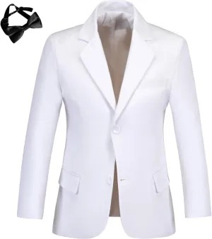 Boys' Blazer Suit Jacket Formal Sport Coats with Bowtie Solid Color Tuxedo Blazers for Boy Dinner Party
