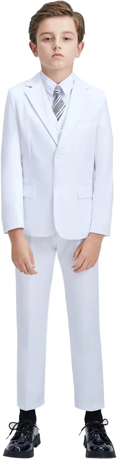 Boys' Blazer Suit Jacket Formal Sport Coats with Bowtie Solid Color Tuxedo Blazers for Boy Dinner Party