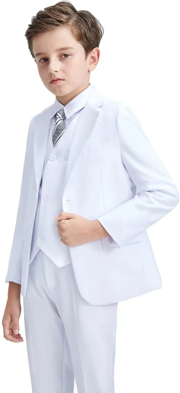 Boys' Blazer Suit Jacket Formal Sport Coats with Bowtie Solid Color Tuxedo Blazers for Boy Dinner Party