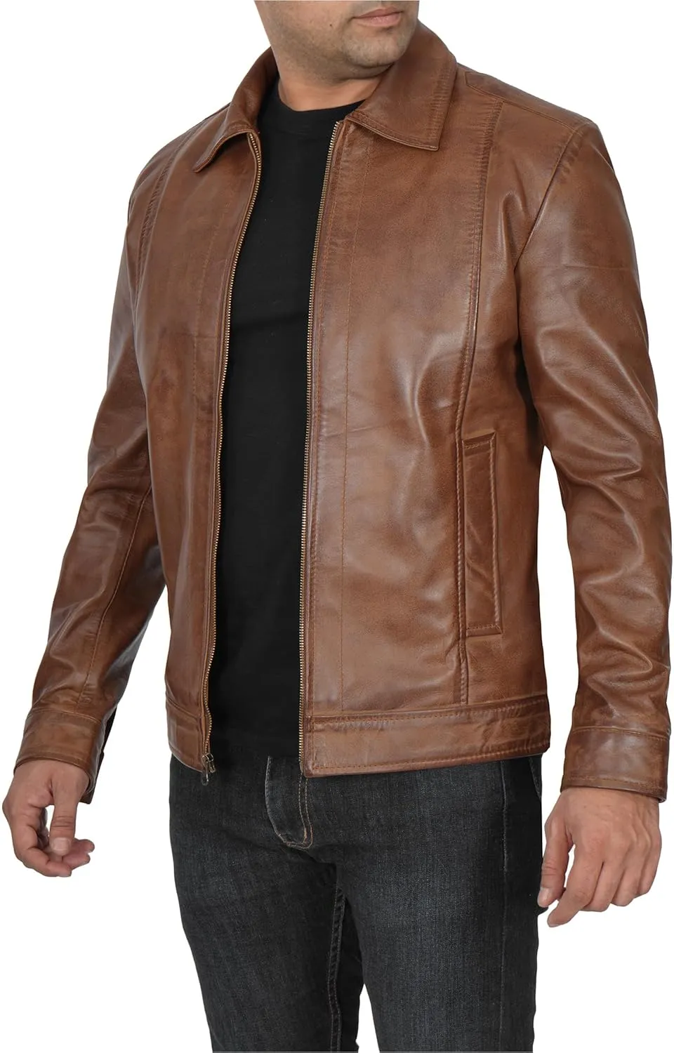 Brown Leather Jacket Men - Black Real Lambskin Mens Leather Jacket
