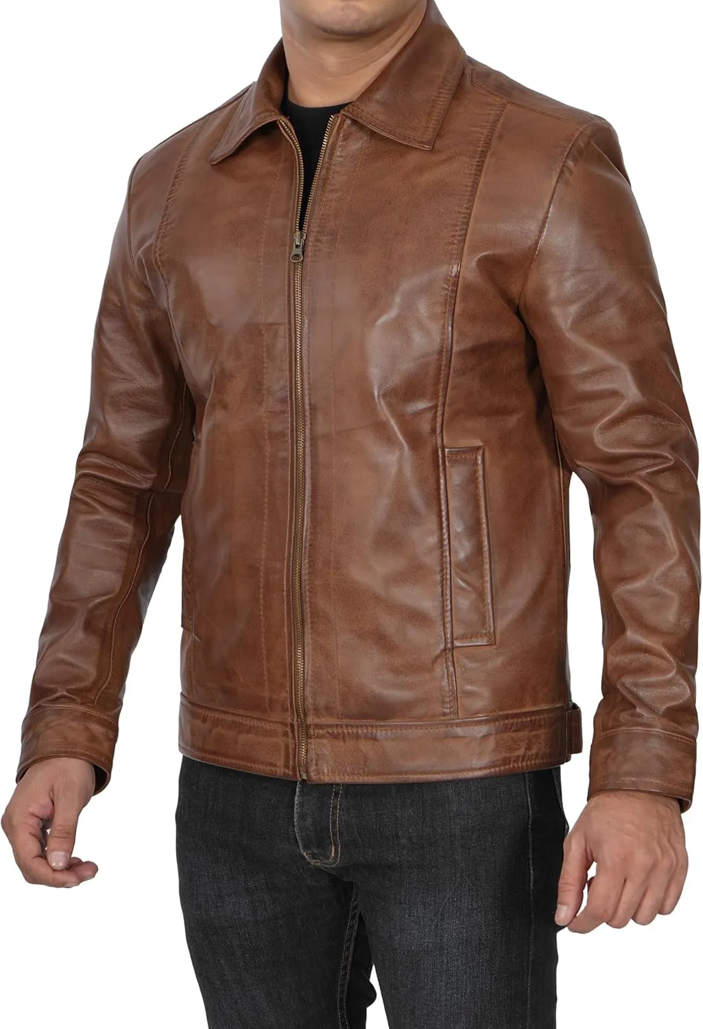 Brown Leather Jacket Men - Black Real Lambskin Mens Leather Jacket