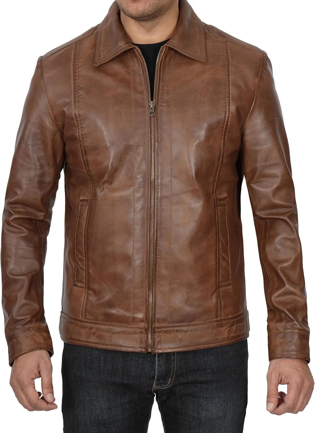 Brown Leather Jacket Men - Black Real Lambskin Mens Leather Jacket
