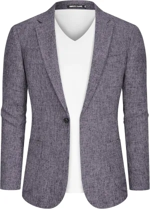 Casual Blazer for Men Linen Blazer Jacket Slim Fit Suit Jackets for Men Casual Blazer Sport Coat Linen Suits