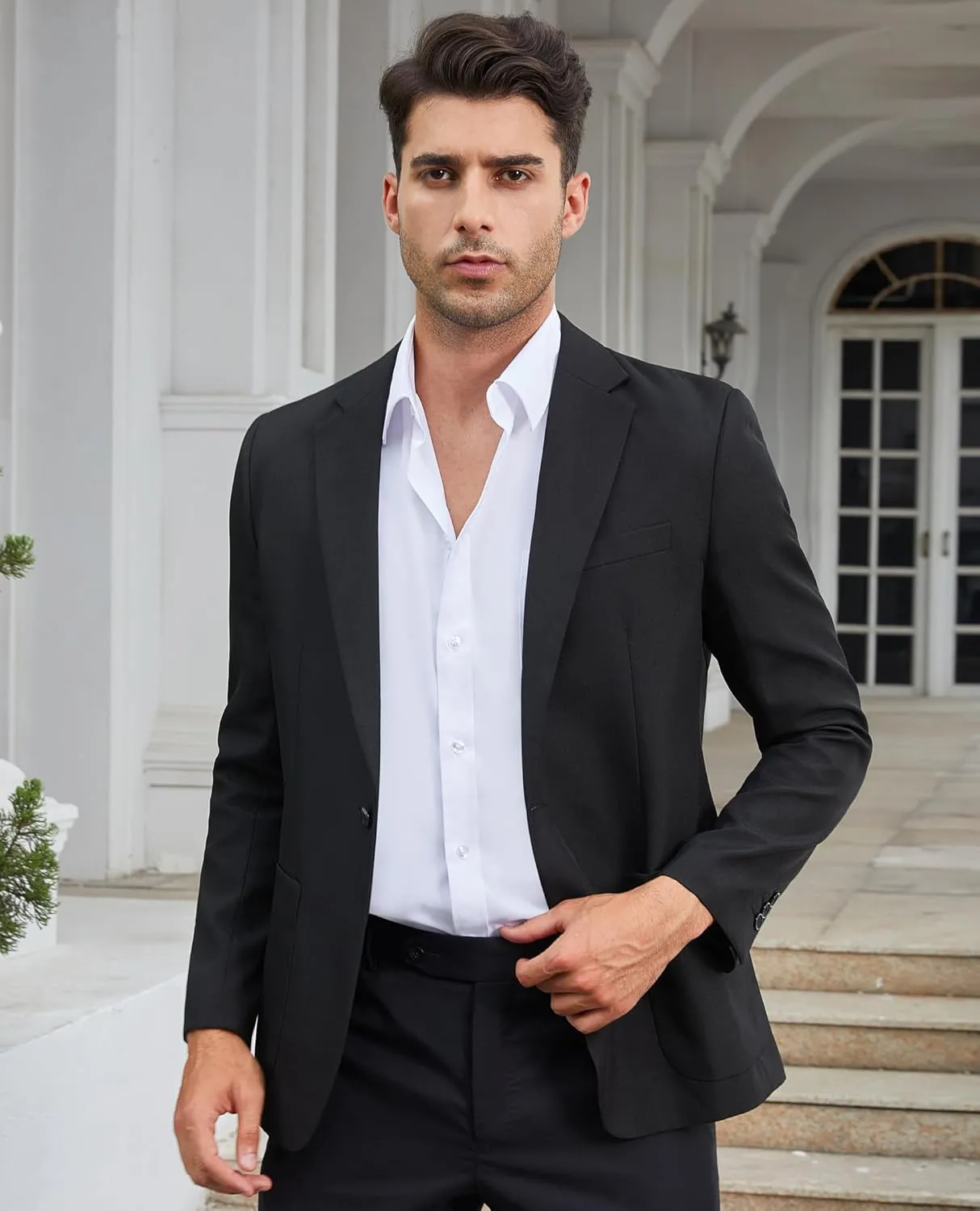 Casual Blazer for Men Linen Blazer Jacket Slim Fit Suit Jackets for Men Casual Blazer Sport Coat Linen Suits