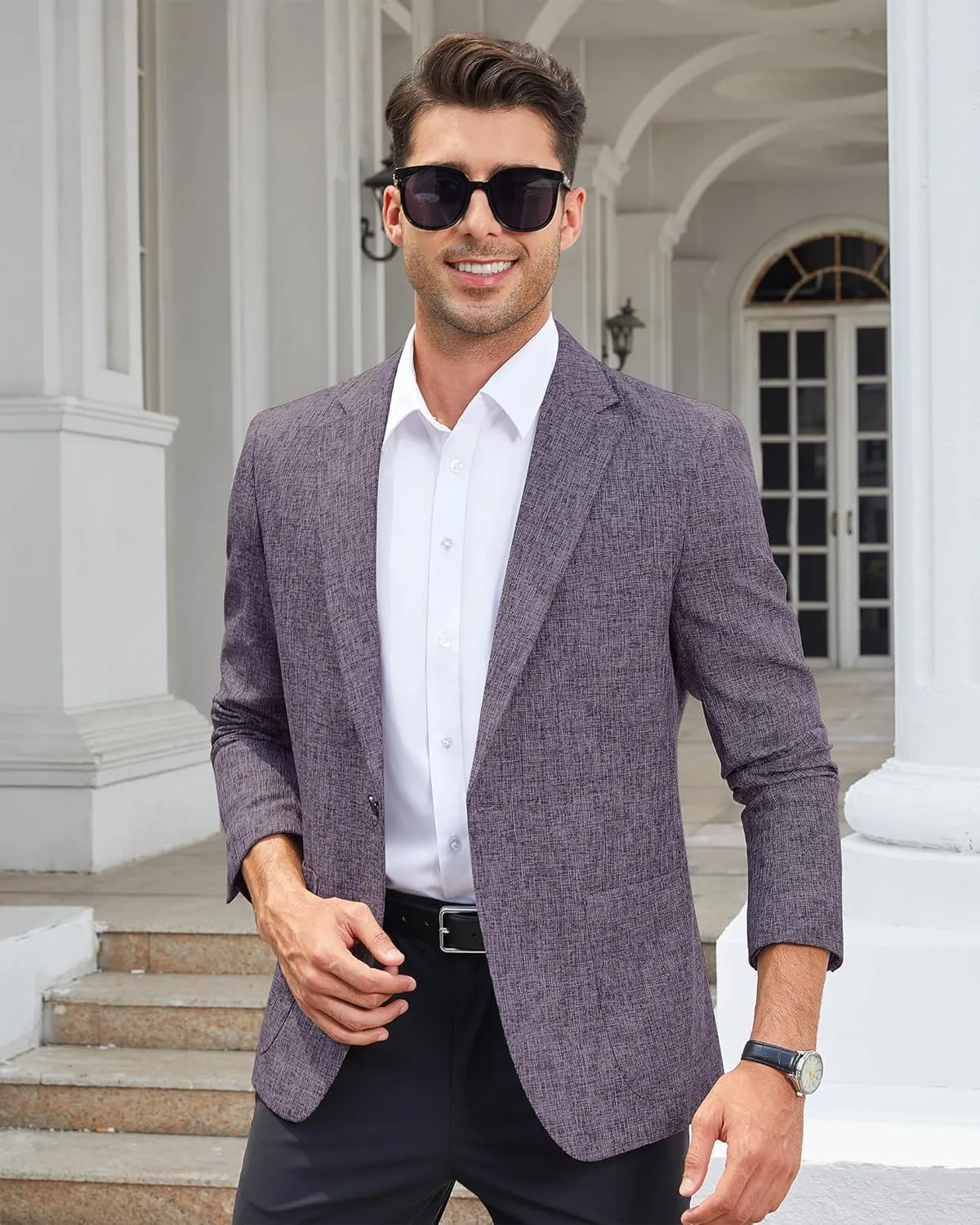 Casual Blazer for Men Linen Blazer Jacket Slim Fit Suit Jackets for Men Casual Blazer Sport Coat Linen Suits