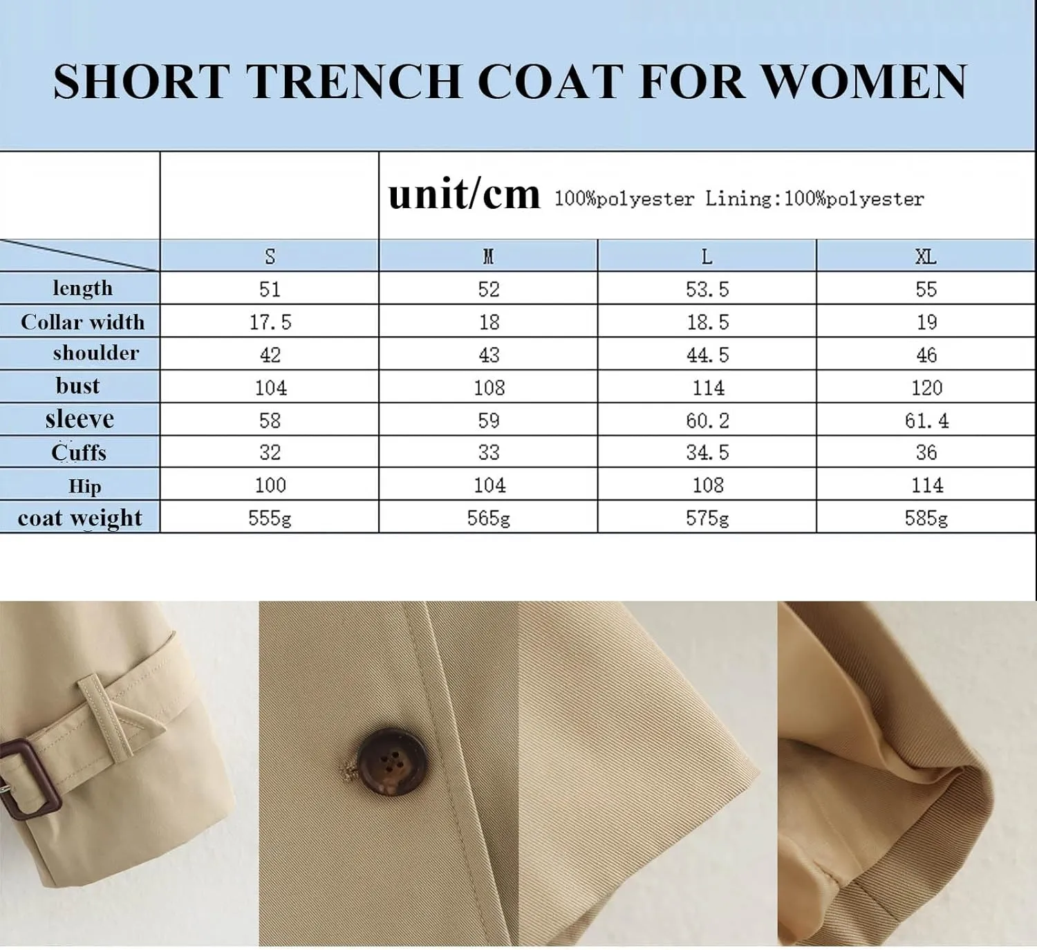 Casual Short Trench Coats for Women Crop Double Breasted Trench Coat Cropped Lapel Jacket Work Jackets Fashion Outwear