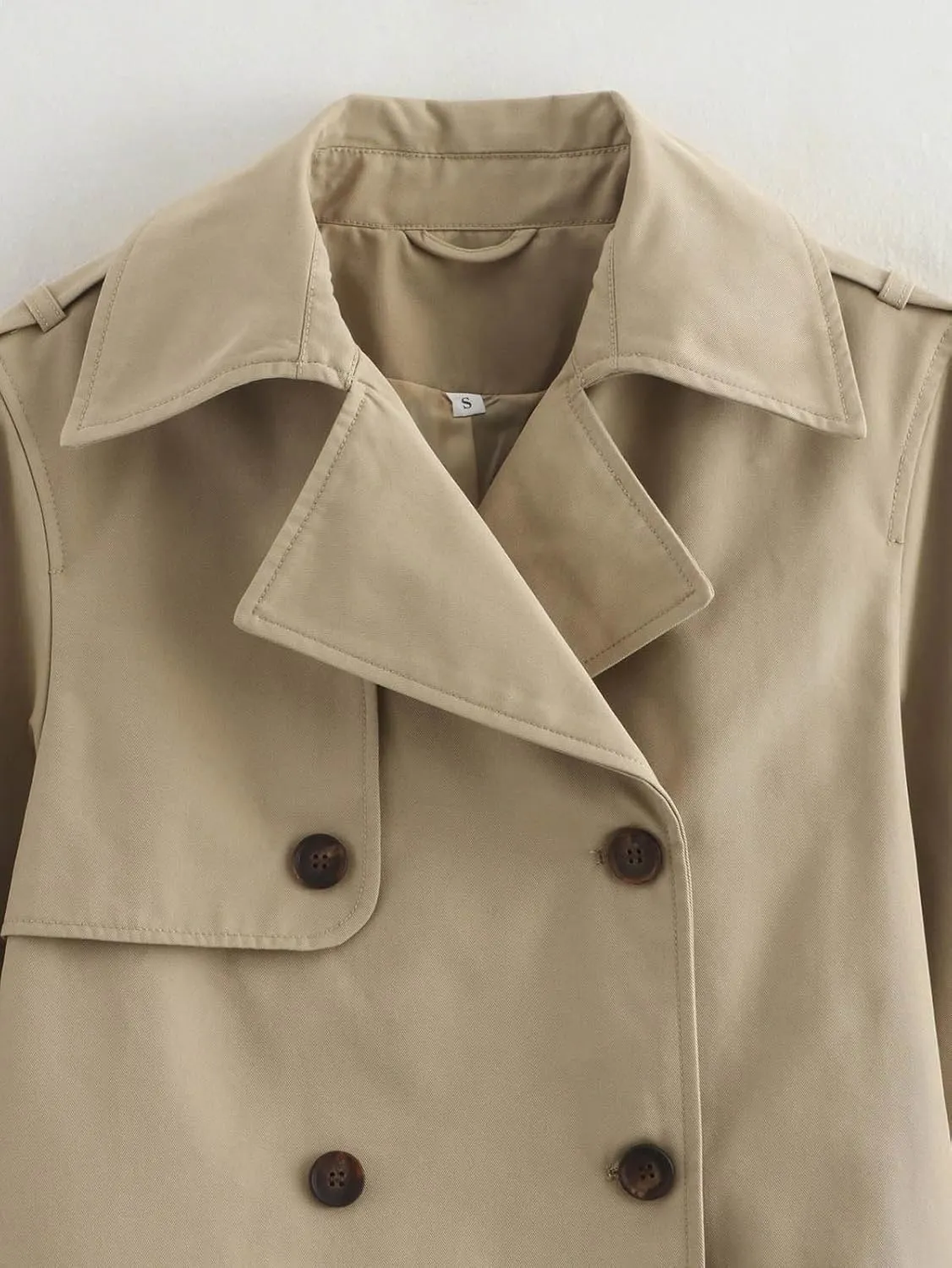 Casual Short Trench Coats for Women Crop Double Breasted Trench Coat Cropped Lapel Jacket Work Jackets Fashion Outwear