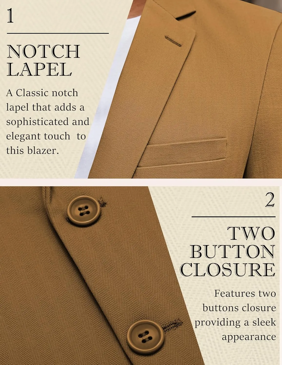 COOFANDY Men's Casual Blazer Slim Fit Herringbone Sport Coats Two Buttons Heavyweight Cotton Suit Jacket