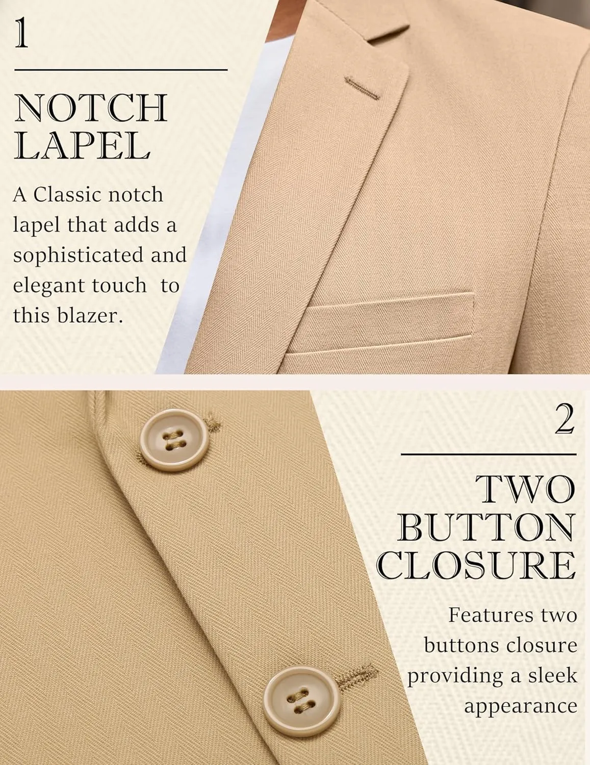 COOFANDY Men's Casual Blazer Slim Fit Herringbone Sport Coats Two Buttons Heavyweight Cotton Suit Jacket