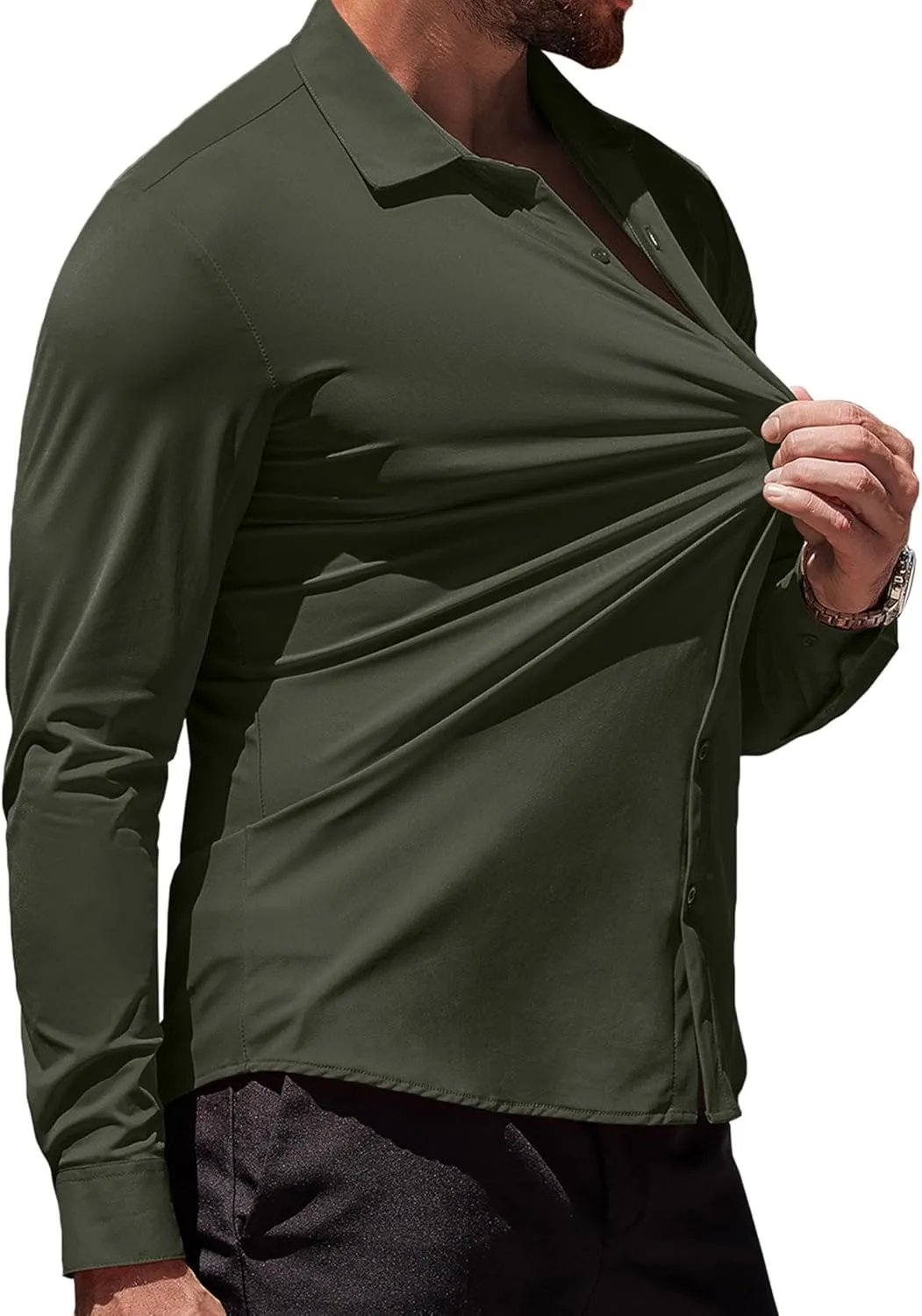 COOFANDY Men's Muscle Fit Dress Shirts Wrinkle-Free Long Sleeve Casual Button Down Shirts