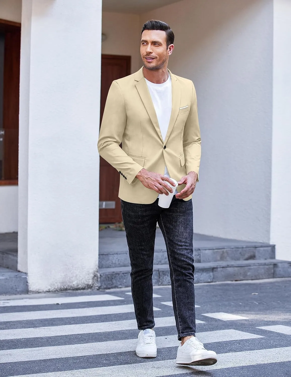 COOFANDY Men's Slim Fit Casual Blazers Lightweight Sport Coats One Button Suit Jackets