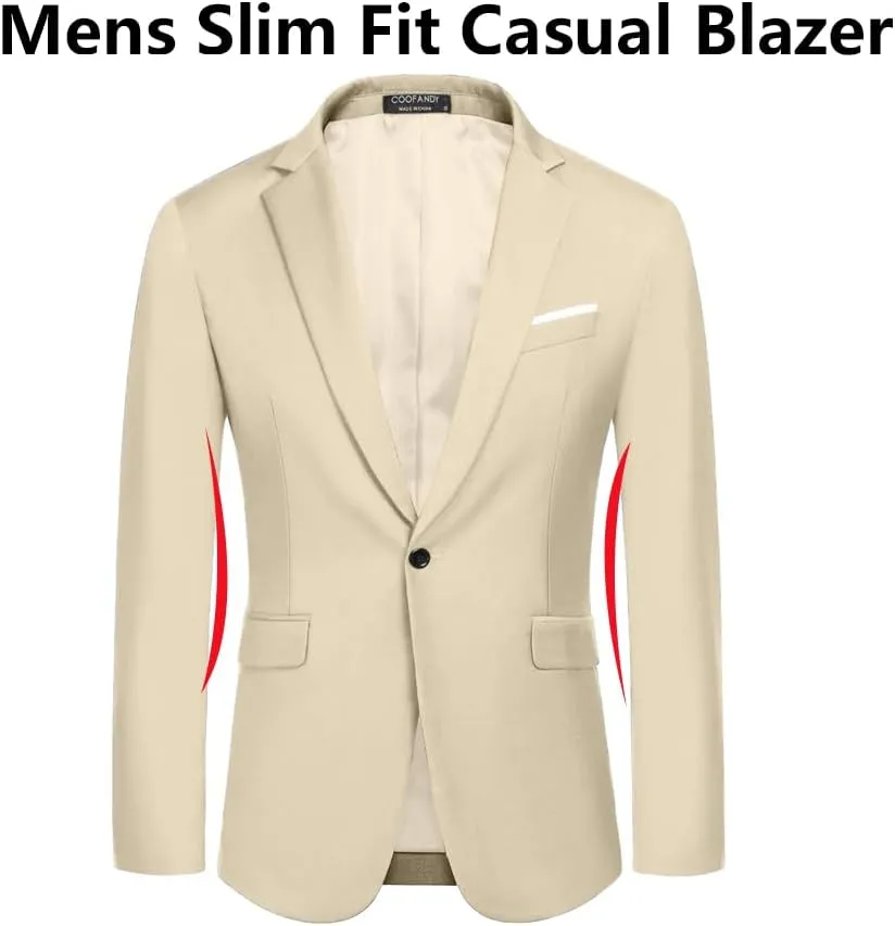 COOFANDY Men's Slim Fit Casual Blazers Lightweight Sport Coats One Button Suit Jackets