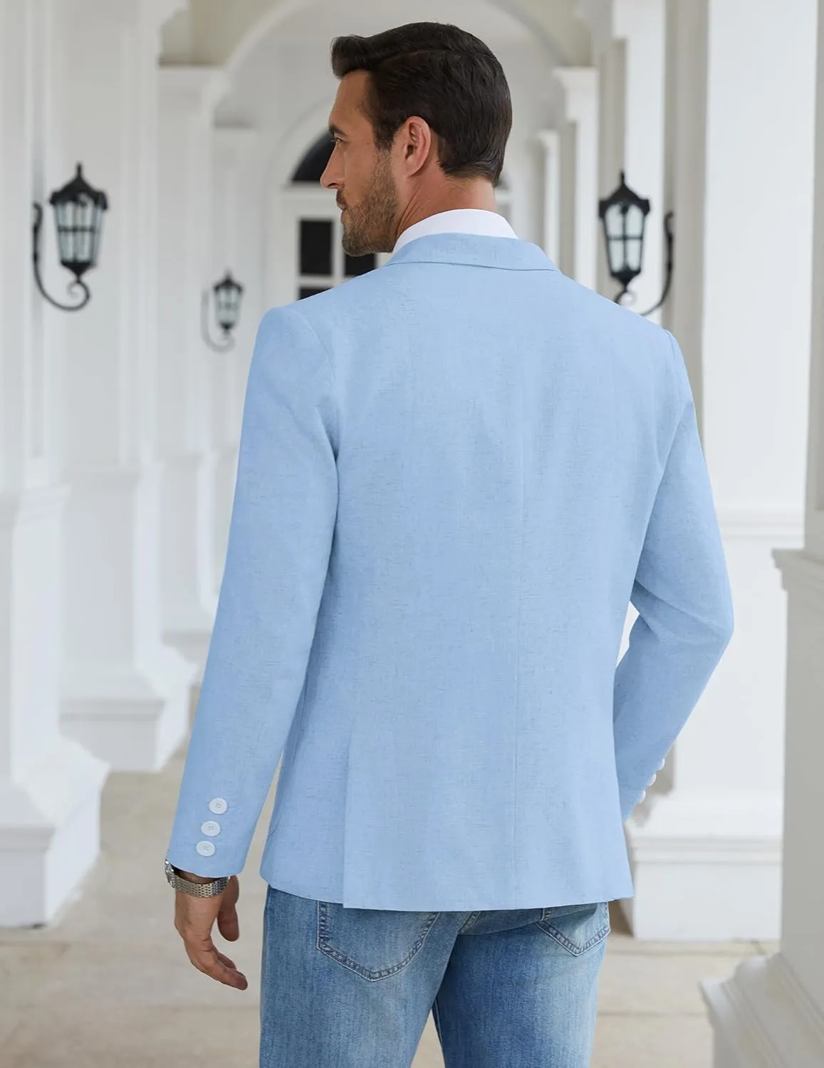 CORSKI Men's Casual Blazer Linen Sport Coat Two Button Lightweight Jackets Business Daily Suit