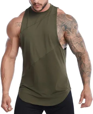 Elastic Workout Gym Muscle Sleeveless Shirts Athletic Lightweight Jogging Tank Tops for Men T74