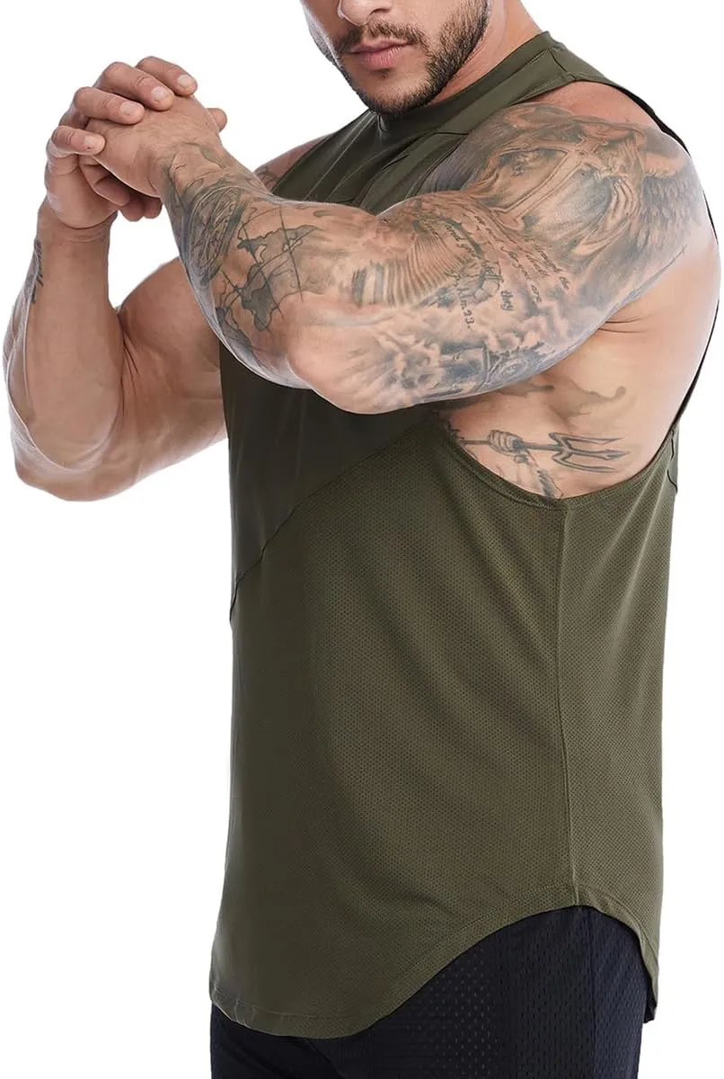 Elastic Workout Gym Muscle Sleeveless Shirts Athletic Lightweight Jogging Tank Tops for Men T74