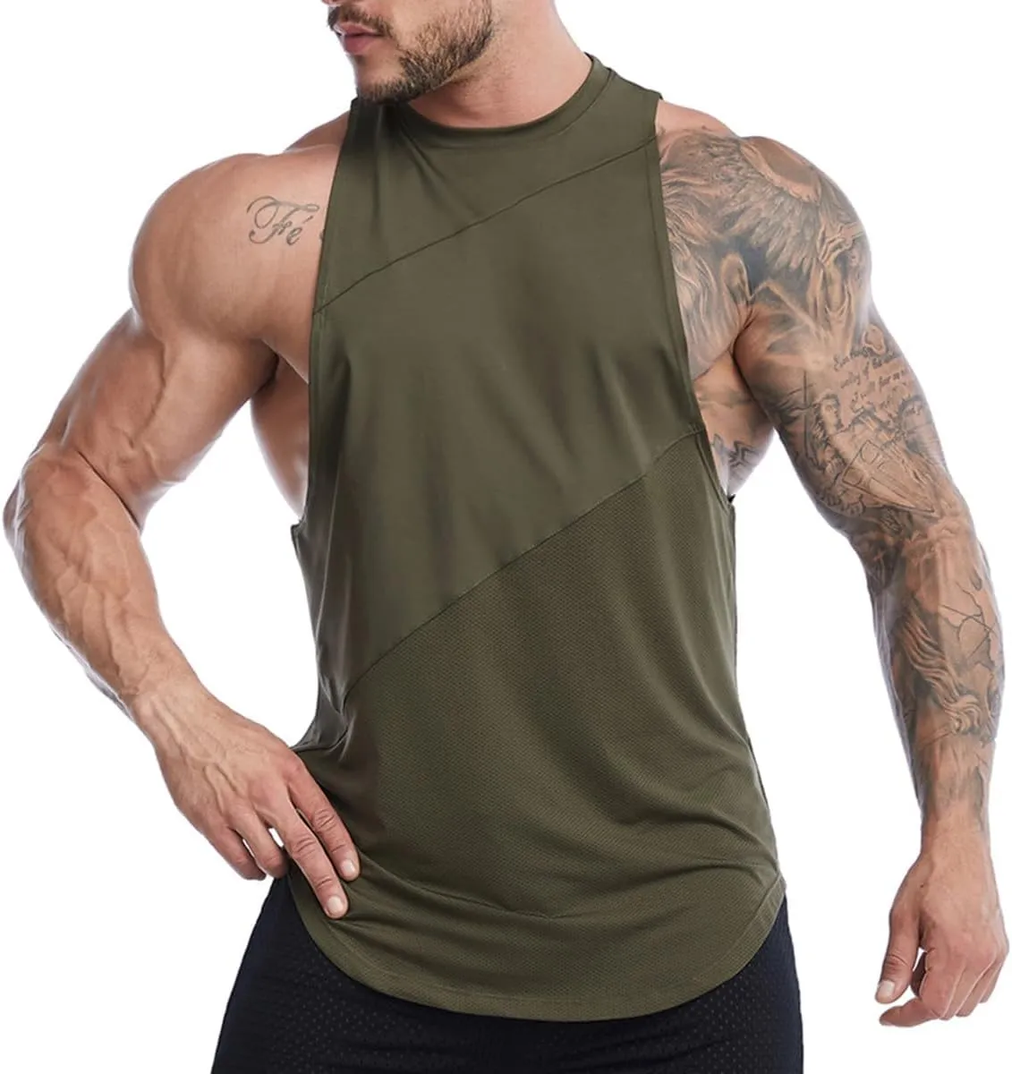 Elastic Workout Gym Muscle Sleeveless Shirts Athletic Lightweight Jogging Tank Tops for Men T74