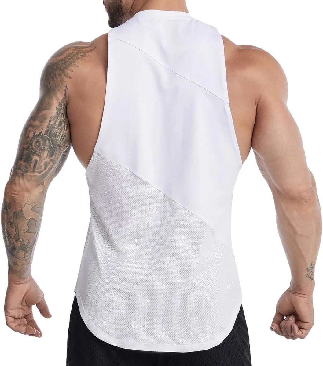 Elastic Workout Gym Muscle Sleeveless Shirts Athletic Lightweight Jogging Tank Tops for Men T74