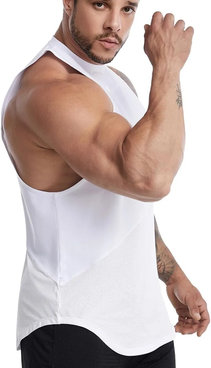 Elastic Workout Gym Muscle Sleeveless Shirts Athletic Lightweight Jogging Tank Tops for Men T74