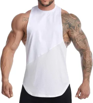 Elastic Workout Gym Muscle Sleeveless Shirts Athletic Lightweight Jogging Tank Tops for Men T74