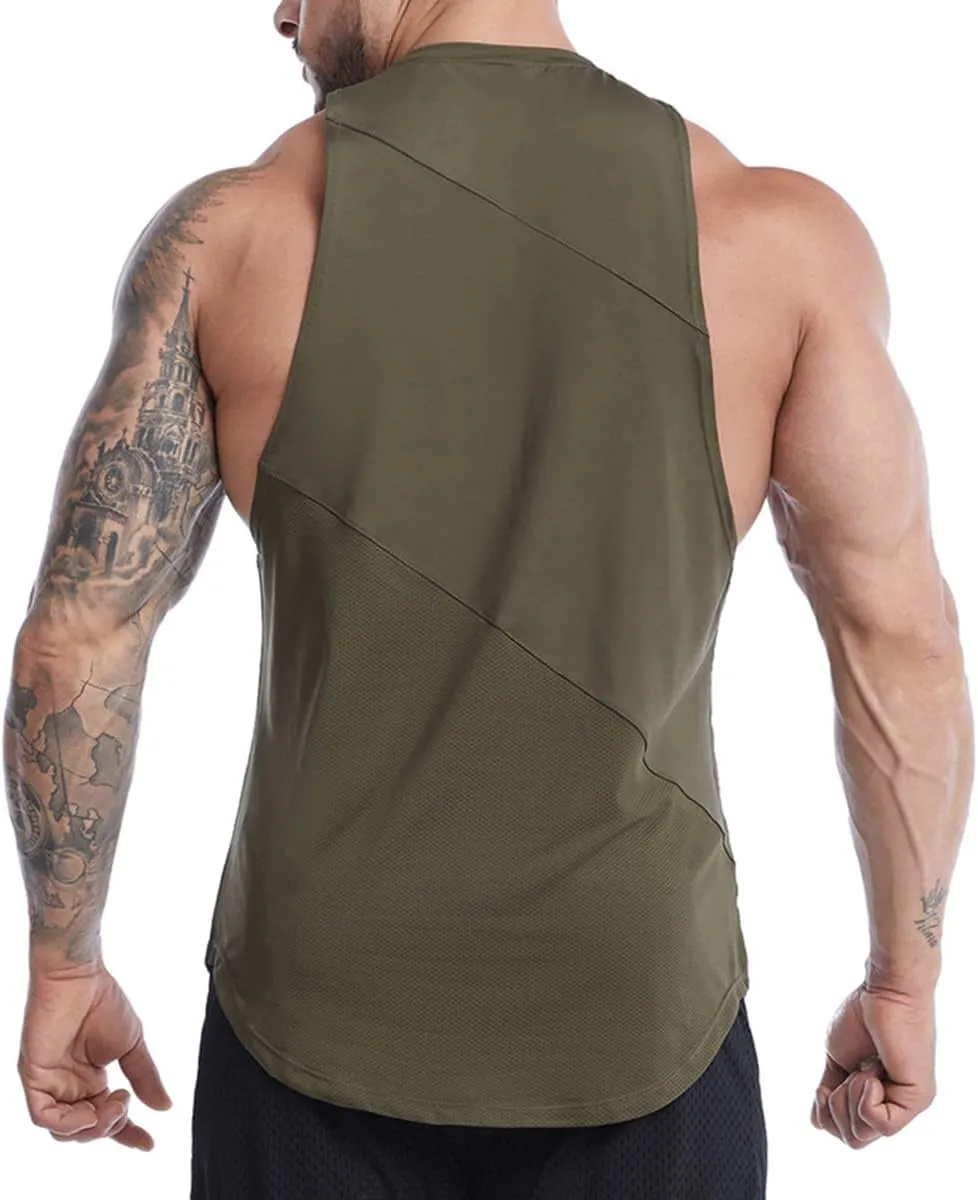 Elastic Workout Gym Muscle Sleeveless Shirts Athletic Lightweight Jogging Tank Tops for Men T74