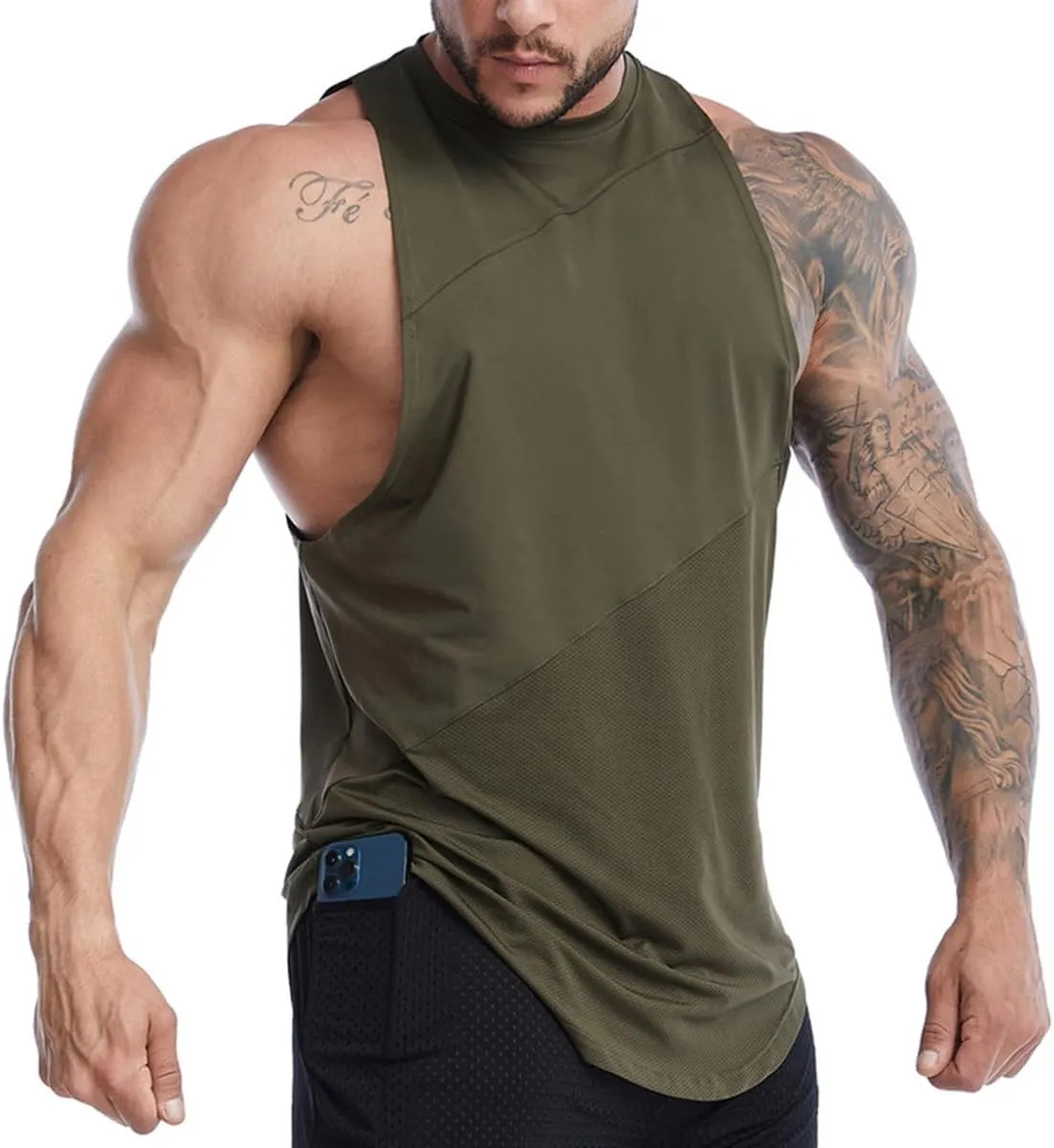 Elastic Workout Gym Muscle Sleeveless Shirts Athletic Lightweight Jogging Tank Tops for Men T74