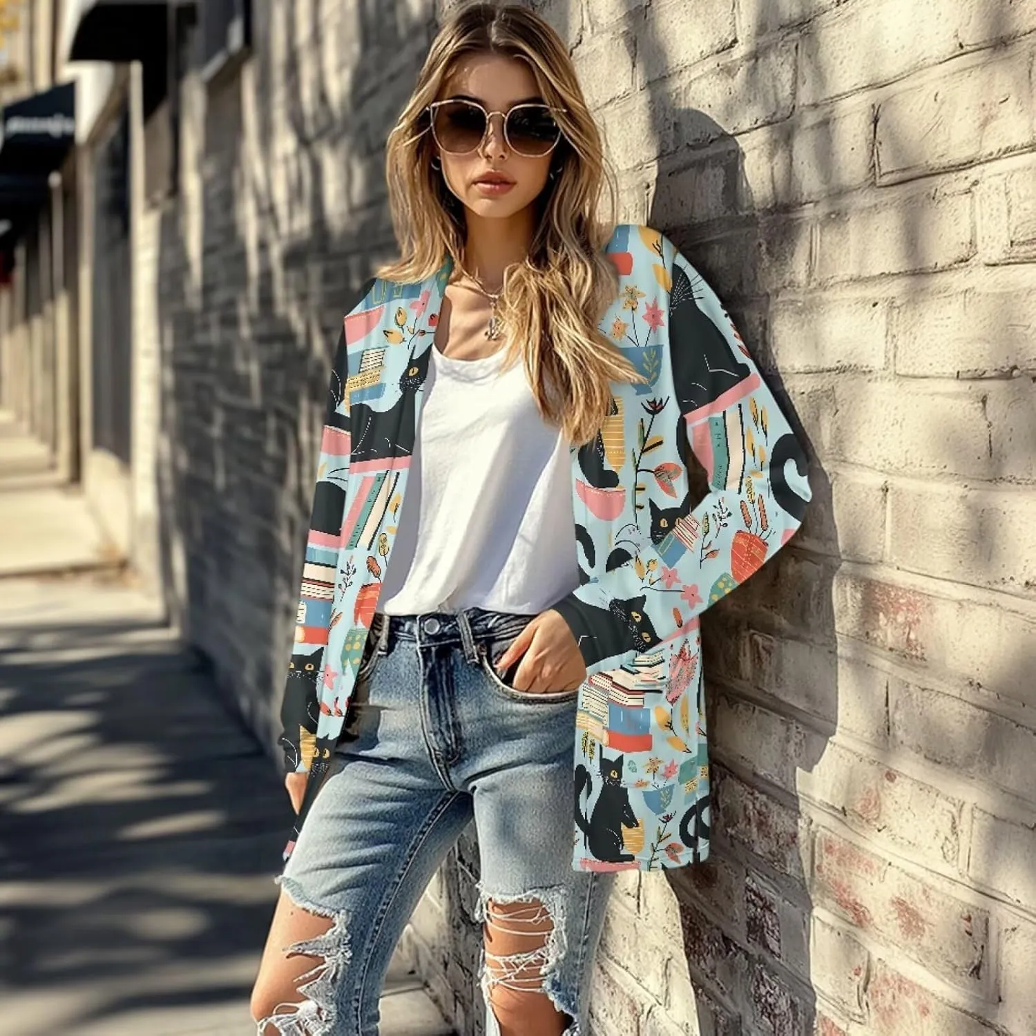 Forchrinse Christmas Santa Claus Cardigan for Women Causal Long Sleeve Open Front Cardigans Ugly Christmas Cardigan Sweater