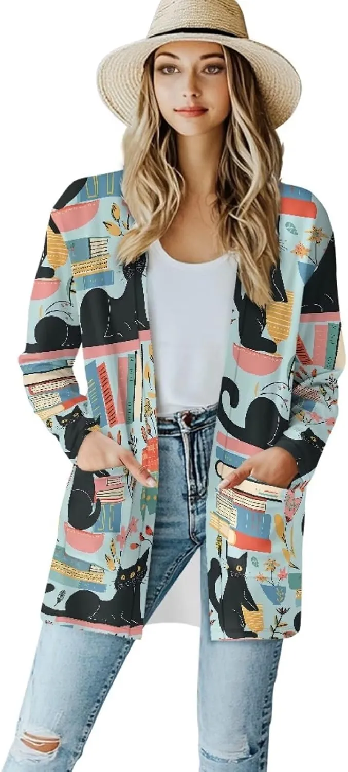 Forchrinse Christmas Santa Claus Cardigan for Women Causal Long Sleeve Open Front Cardigans Ugly Christmas Cardigan Sweater