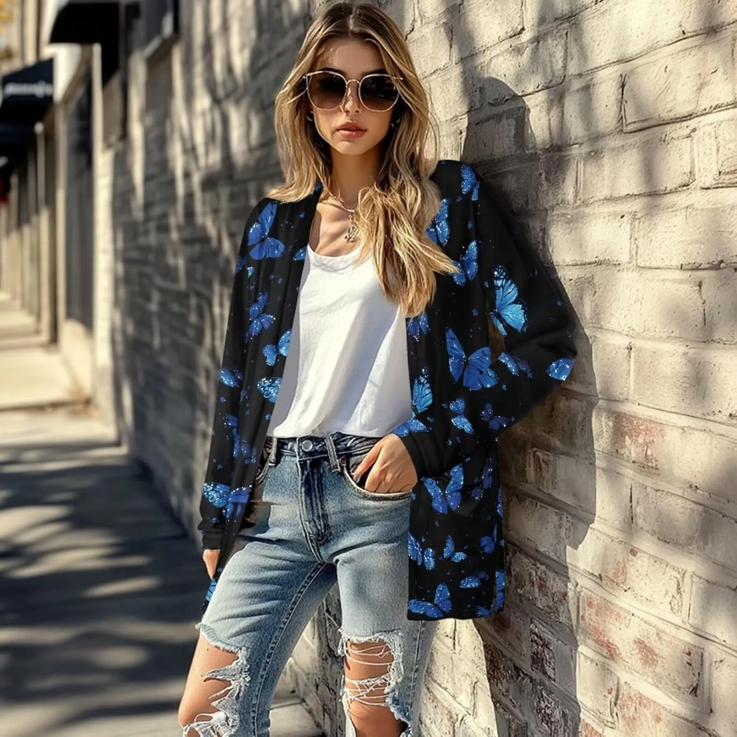 Forchrinse Red Ladybug Cardigan for Women Causal Long Sleeve Open Front Cardigans Sweater Fashion 2024 Fall Coat with Pockets