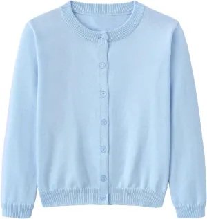 Girls Cardigan Sweater School Uniforms Toddler Long Sleeve Button Knit Solid Sweaters Tops