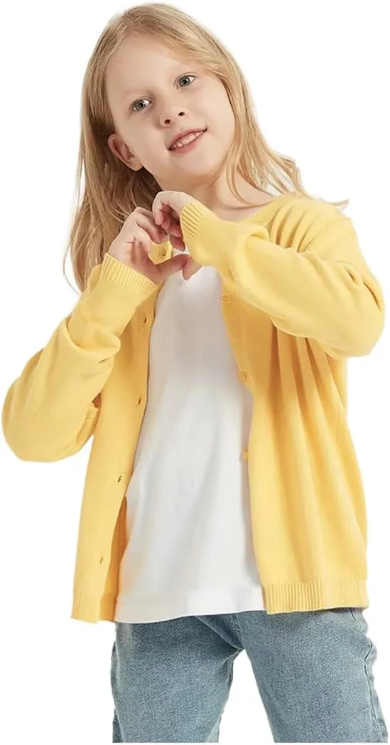 Girls Cardigan Sweater School Uniforms Toddler Long Sleeve Button Knit Solid Sweaters Tops