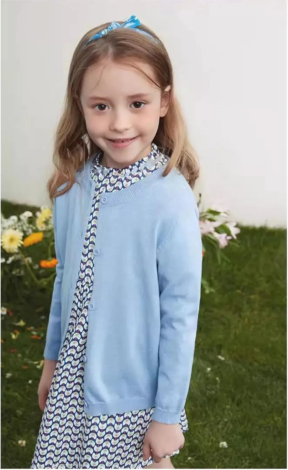 Girls Cardigan Sweater School Uniforms Toddler Long Sleeve Button Knit Solid Sweaters Tops