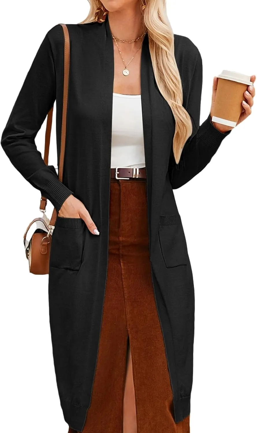 GRACE KARIN Women's 2025 Trendy Long Cardigans Sweater Lightweight Open Front Long Sleeve Maxi Duster Coats with Pockets