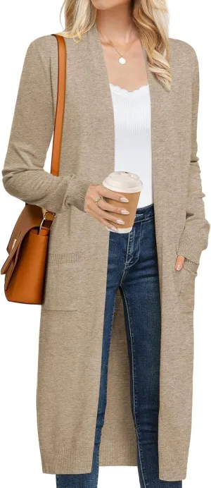GRACE KARIN Women's 2025 Trendy Long Cardigans Sweater Lightweight Open Front Long Sleeve Maxi Duster Coats with Pockets