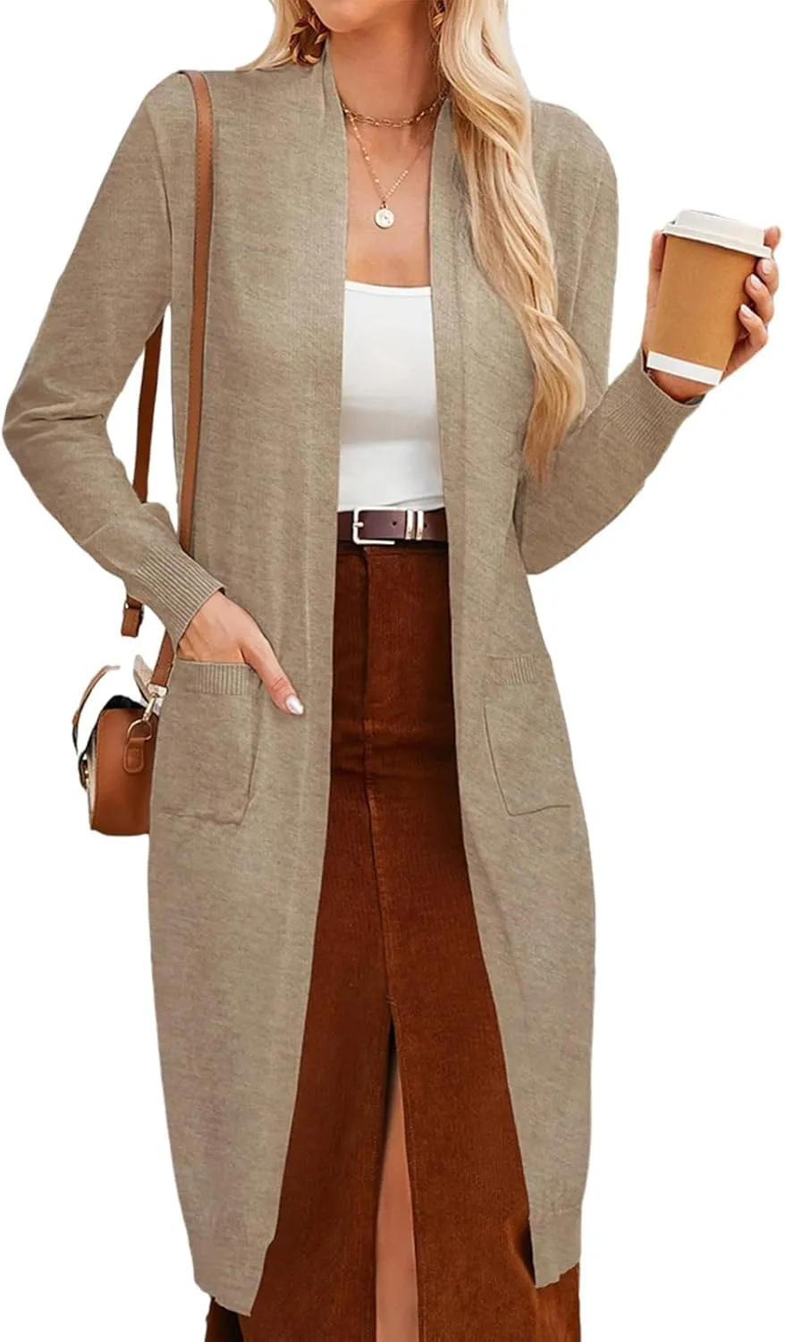 GRACE KARIN Women's 2025 Trendy Long Cardigans Sweater Lightweight Open Front Long Sleeve Maxi Duster Coats with Pockets