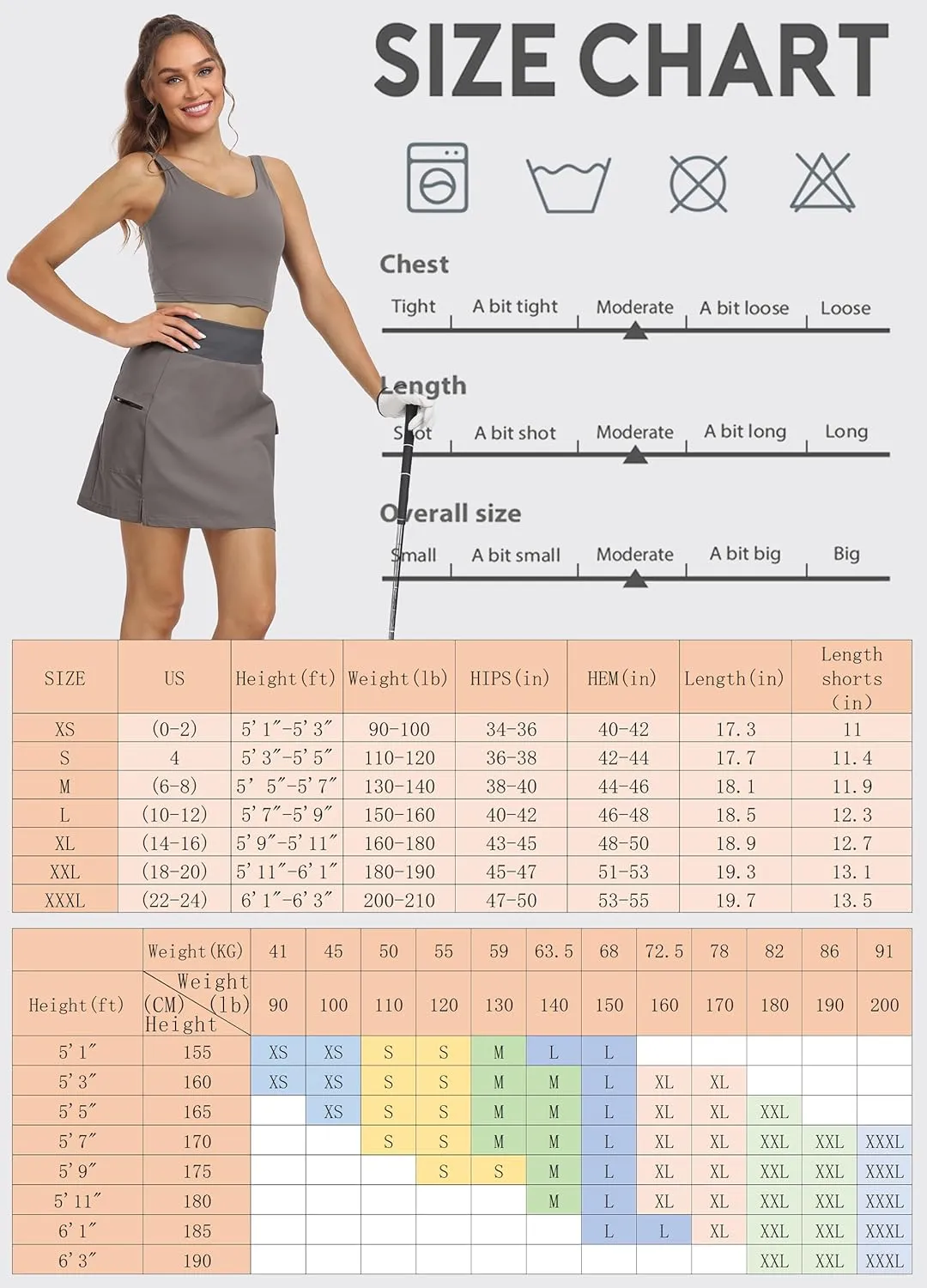 Hiverlay Women Cargo Athletic Skorts with Pockets High Waisted UPF50 Quick Dry Skirt Built-in Shorts for Tennis Golf Hiking