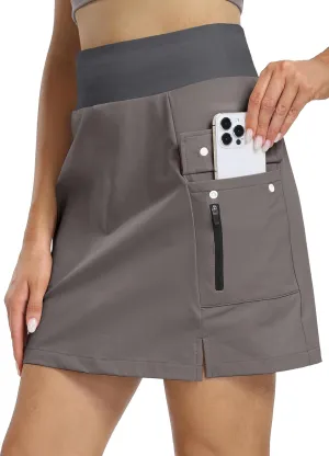 Hiverlay Women Cargo Athletic Skorts with Pockets High Waisted UPF50 Quick Dry Skirt Built-in Shorts for Tennis Golf Hiking
