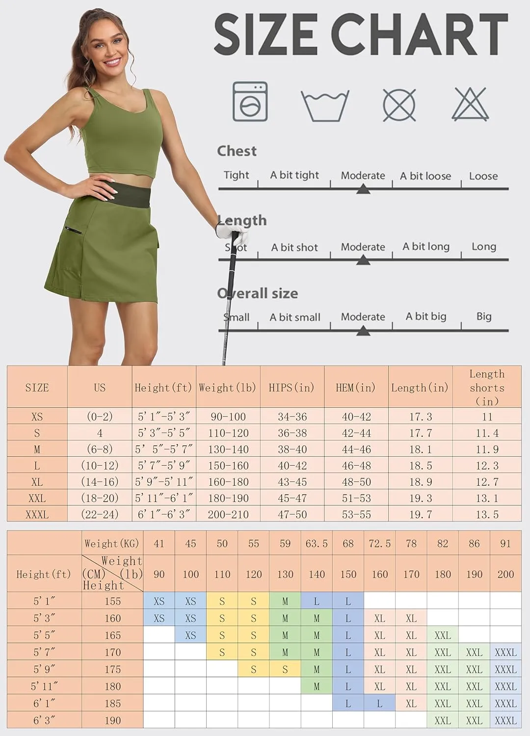 Hiverlay Women Cargo Athletic Skorts with Pockets High Waisted UPF50 Quick Dry Skirt Built-in Shorts for Tennis Golf Hiking
