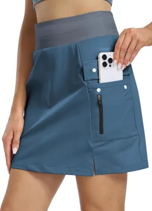 Hiverlay Women Cargo Athletic Skorts with Pockets High Waisted UPF50 Quick Dry Skirt Built-in Shorts for Tennis Golf Hiking