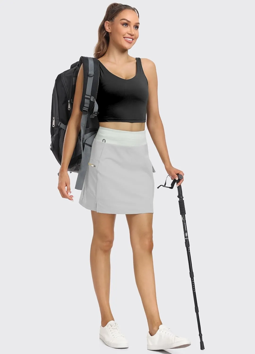 Hiverlay Women Cargo Athletic Skorts with Pockets High Waisted UPF50 Quick Dry Skirt Built-in Shorts for Tennis Golf Hiking