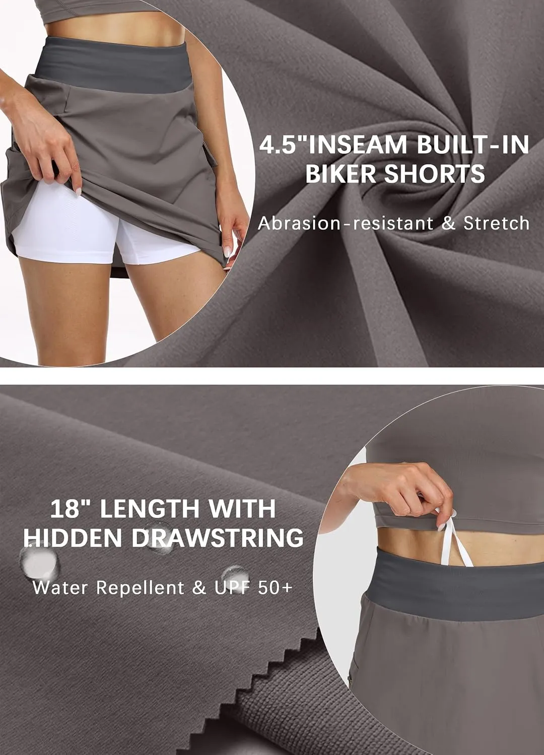 Hiverlay Women Cargo Athletic Skorts with Pockets High Waisted UPF50 Quick Dry Skirt Built-in Shorts for Tennis Golf Hiking