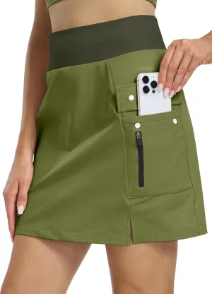 Hiverlay Women Cargo Athletic Skorts with Pockets High Waisted UPF50 Quick Dry Skirt Built-in Shorts for Tennis Golf Hiking