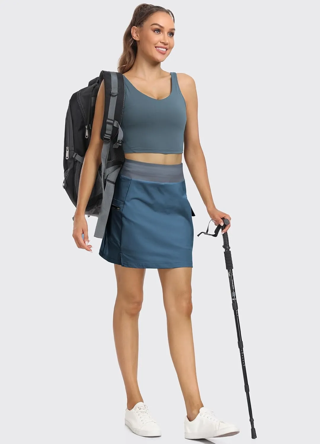 Hiverlay Women Cargo Athletic Skorts with Pockets High Waisted UPF50 Quick Dry Skirt Built-in Shorts for Tennis Golf Hiking
