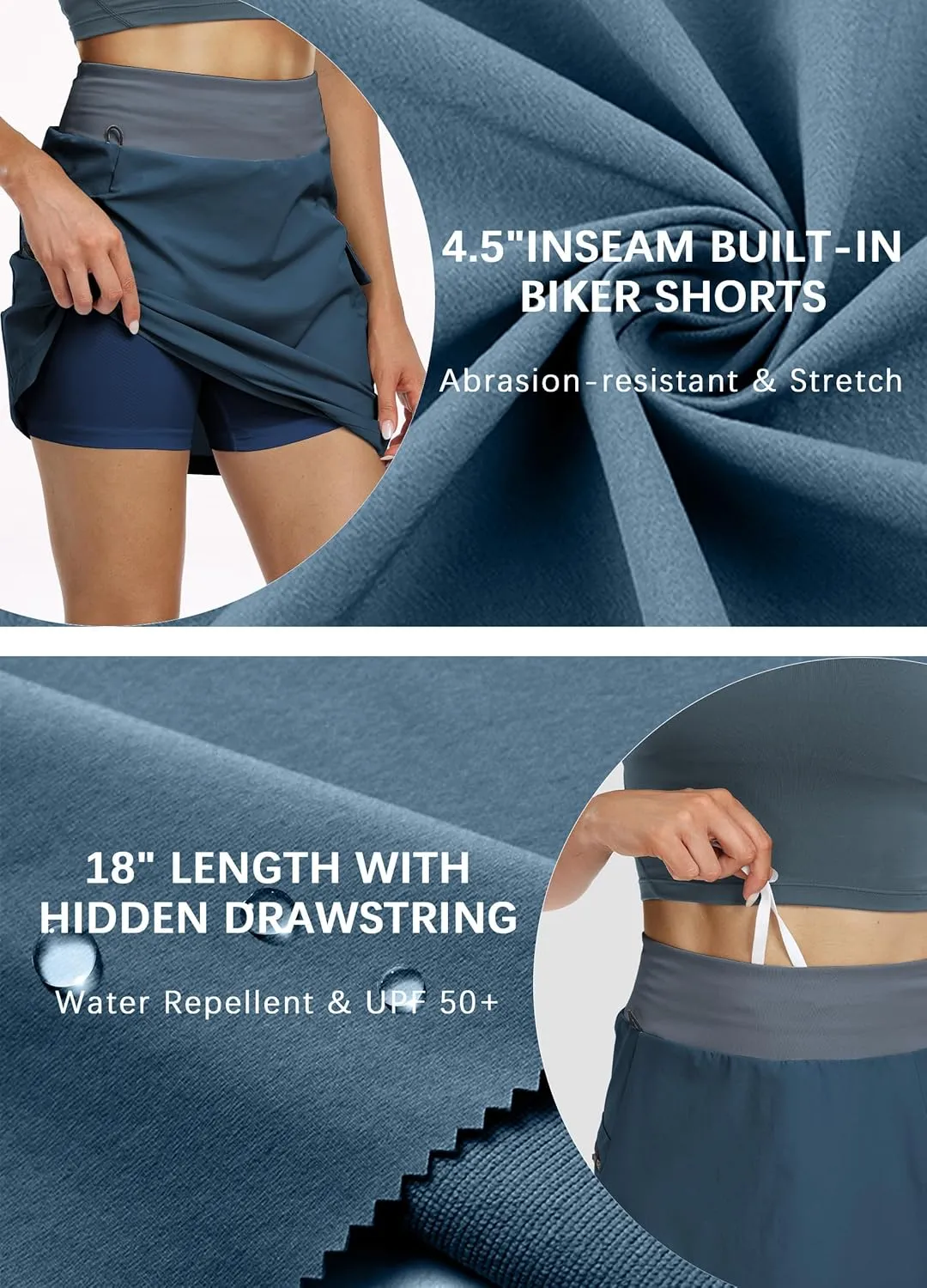 Hiverlay Women Cargo Athletic Skorts with Pockets High Waisted UPF50 Quick Dry Skirt Built-in Shorts for Tennis Golf Hiking