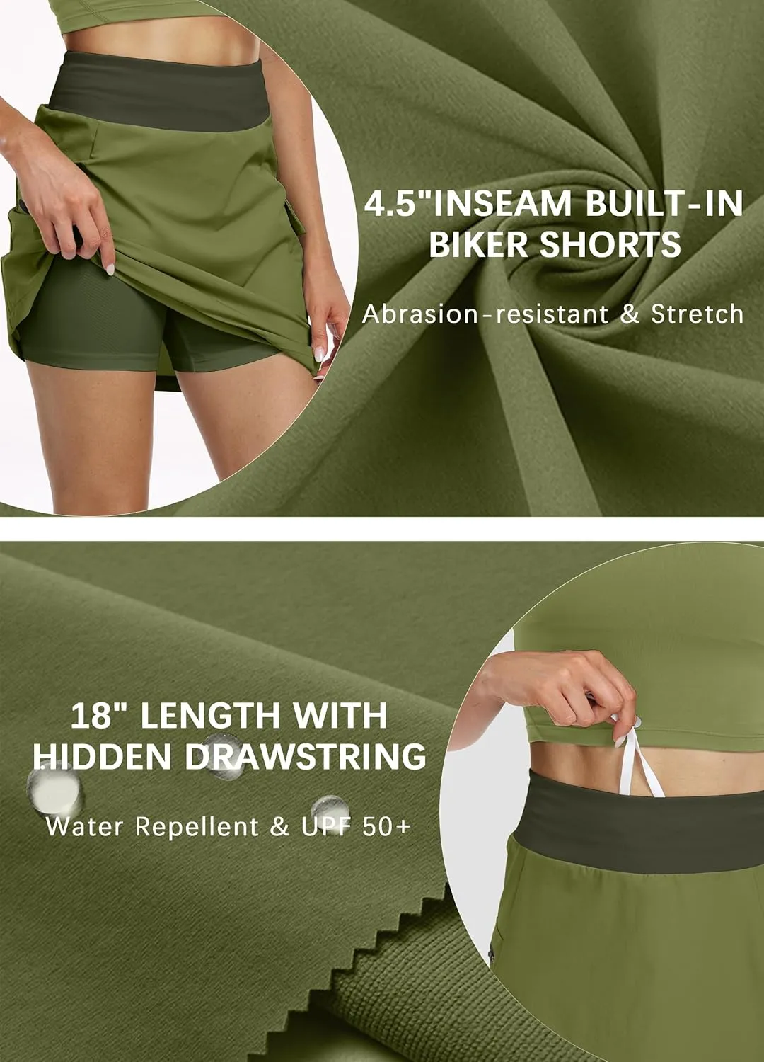 Hiverlay Women Cargo Athletic Skorts with Pockets High Waisted UPF50 Quick Dry Skirt Built-in Shorts for Tennis Golf Hiking
