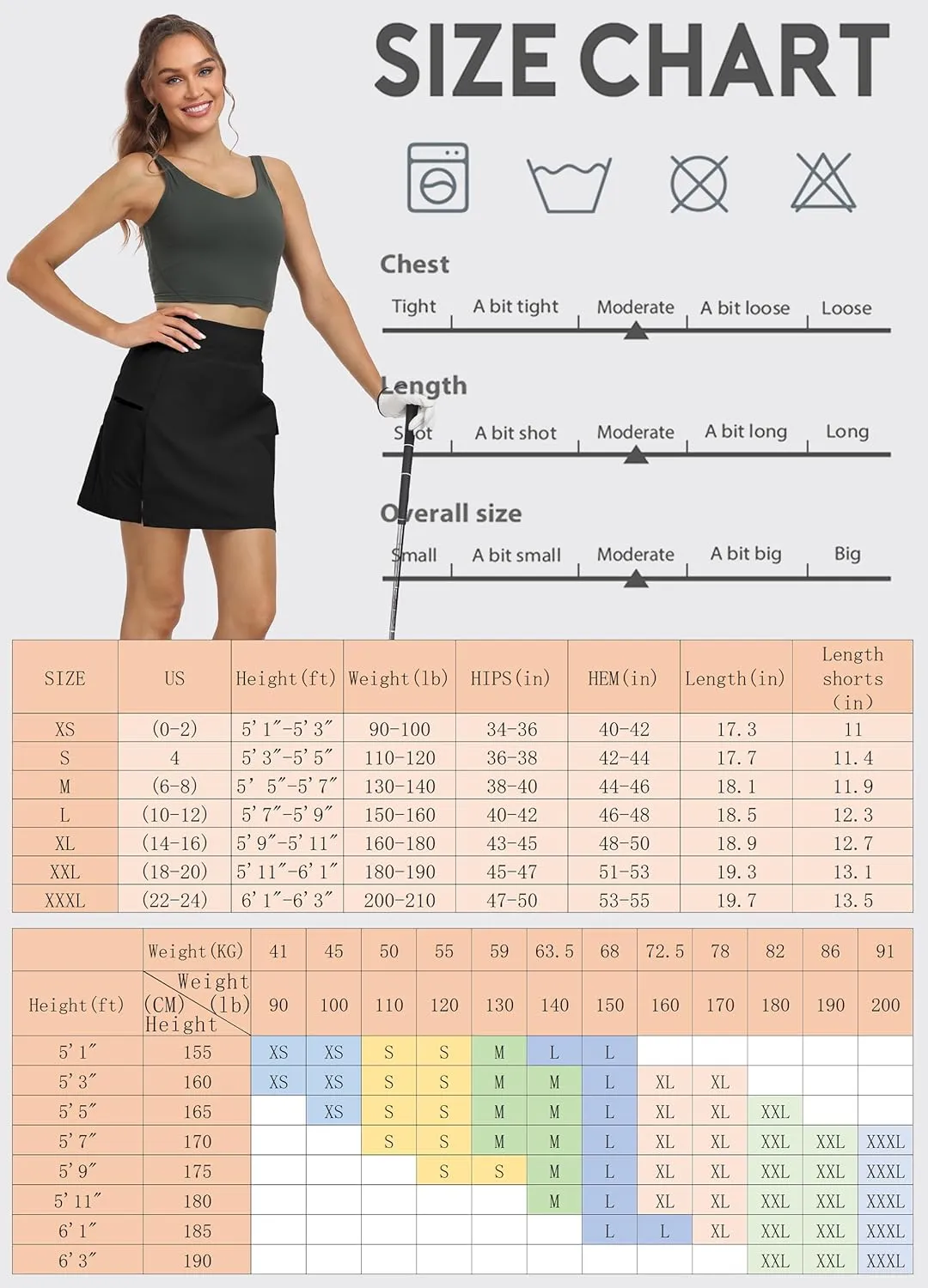 Hiverlay Women Cargo Athletic Skorts with Pockets High Waisted UPF50 Quick Dry Skirt Built-in Shorts for Tennis Golf Hiking