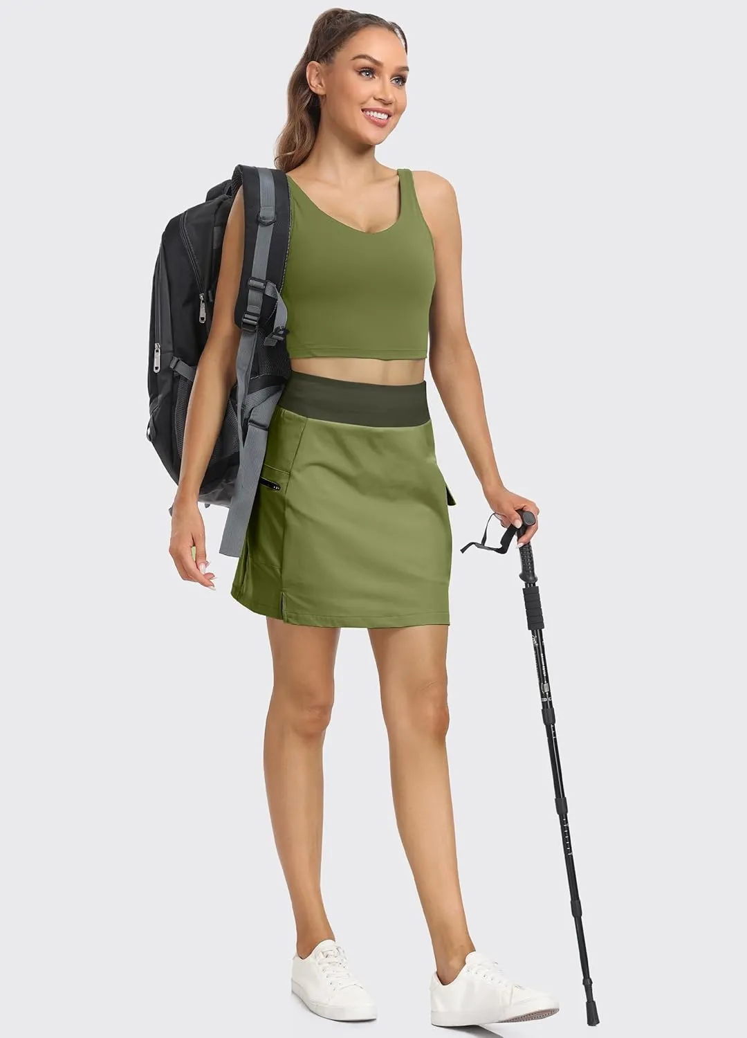 Hiverlay Women Cargo Athletic Skorts with Pockets High Waisted UPF50 Quick Dry Skirt Built-in Shorts for Tennis Golf Hiking