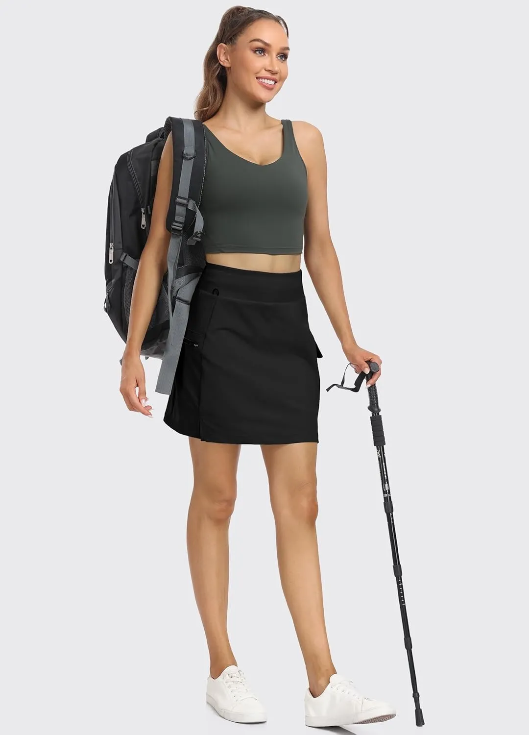 Hiverlay Women Cargo Athletic Skorts with Pockets High Waisted UPF50 Quick Dry Skirt Built-in Shorts for Tennis Golf Hiking